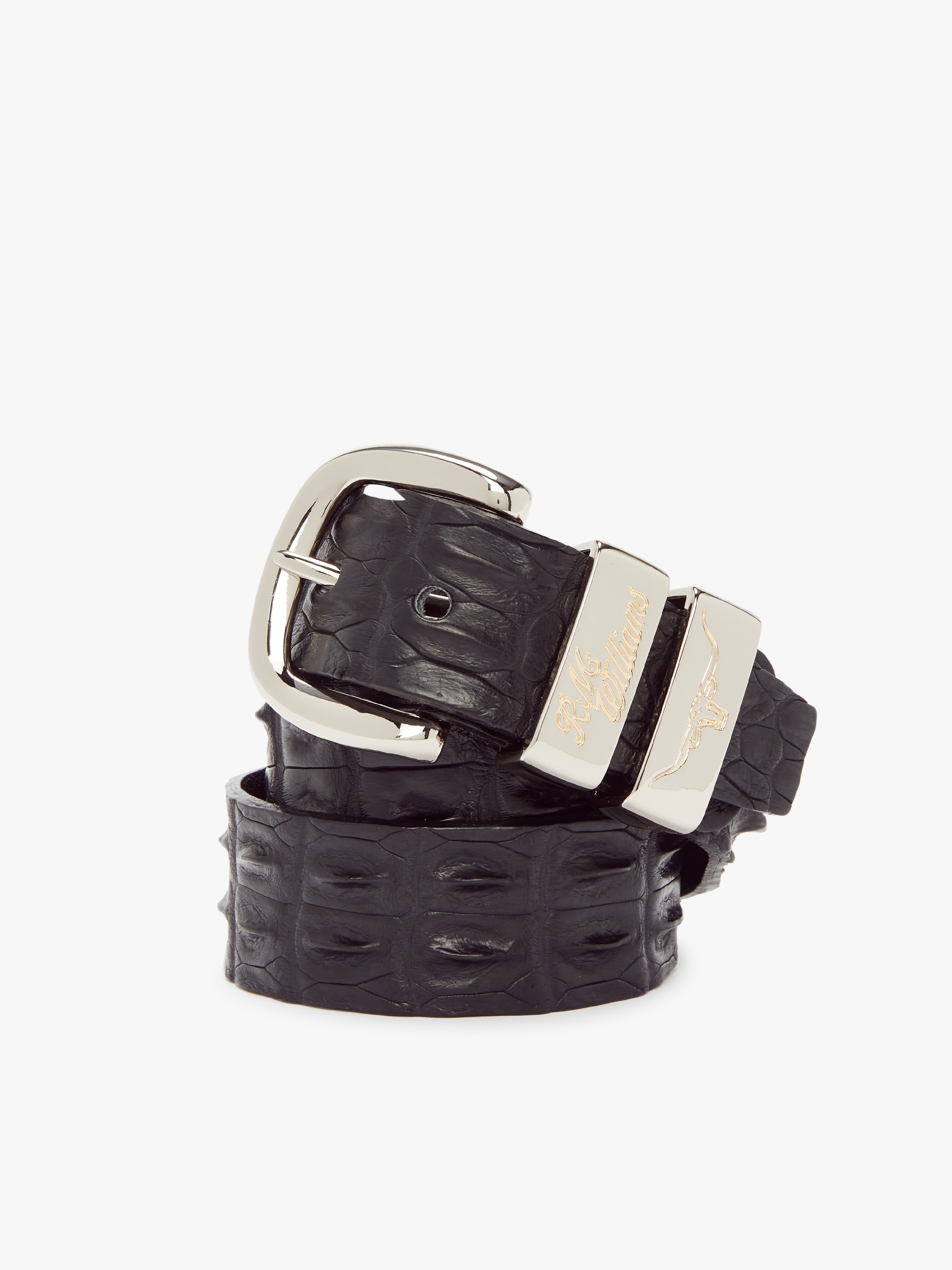 rm williams black crocodile belt